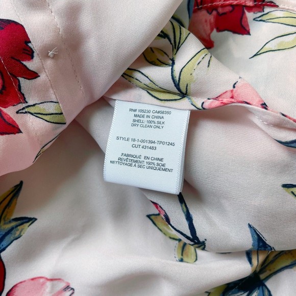 Joie Long Sleeve 100% Silk Floral Blush Pink Blouse Ruffled Cuff Collar Sz XS - Picture 7 of 8
